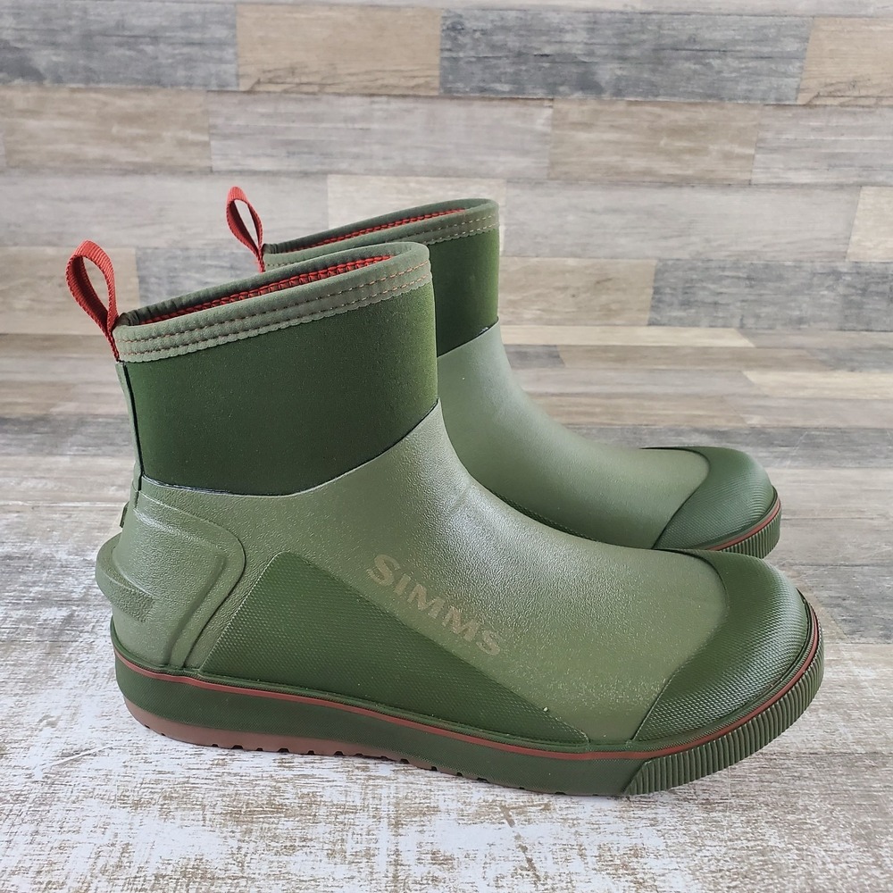 Simms Challenger 7" Mens Wading Boots Sz 13 Riffle Green Fly Fishing Pull On